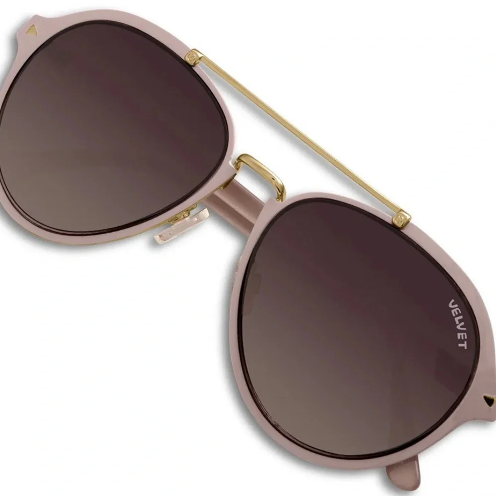 Velvet Mauve and Gold Aviator Sunglasses